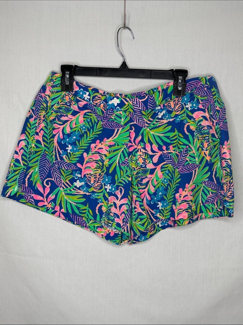 Lilly Pulitzer Navy Bermuda Shorts with Pink & Green Tropical Print